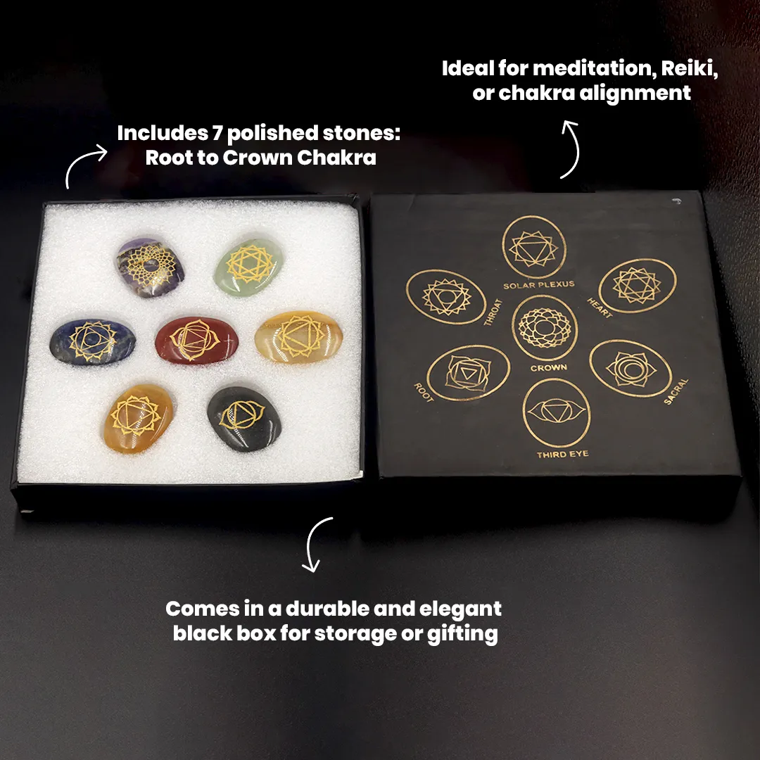7 CHAKRA STONES WITH BLACK BOX - 2