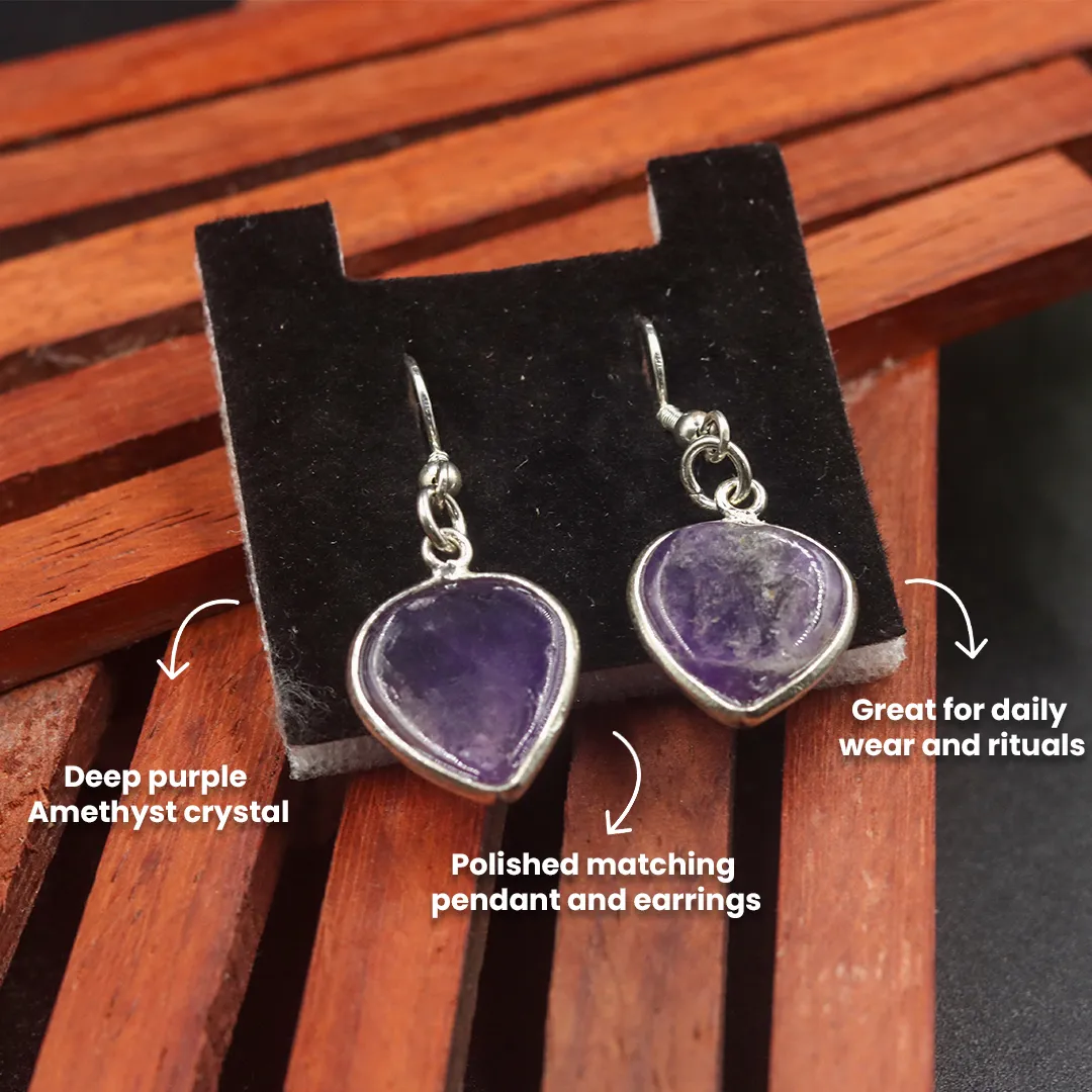 AMETHYST EARRINGS WITH PENDANT - 2