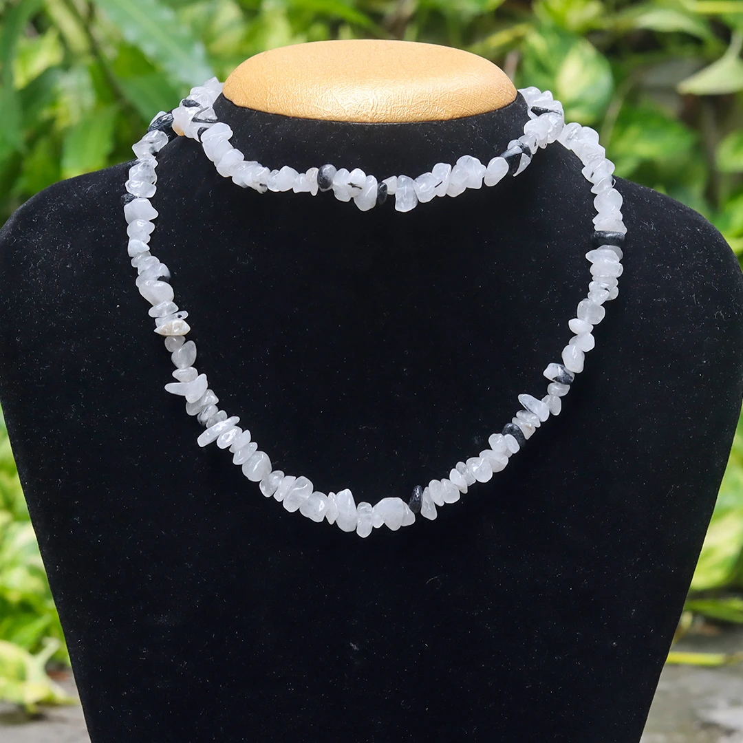 BLACK RUTILE CHIPS MALA - 2