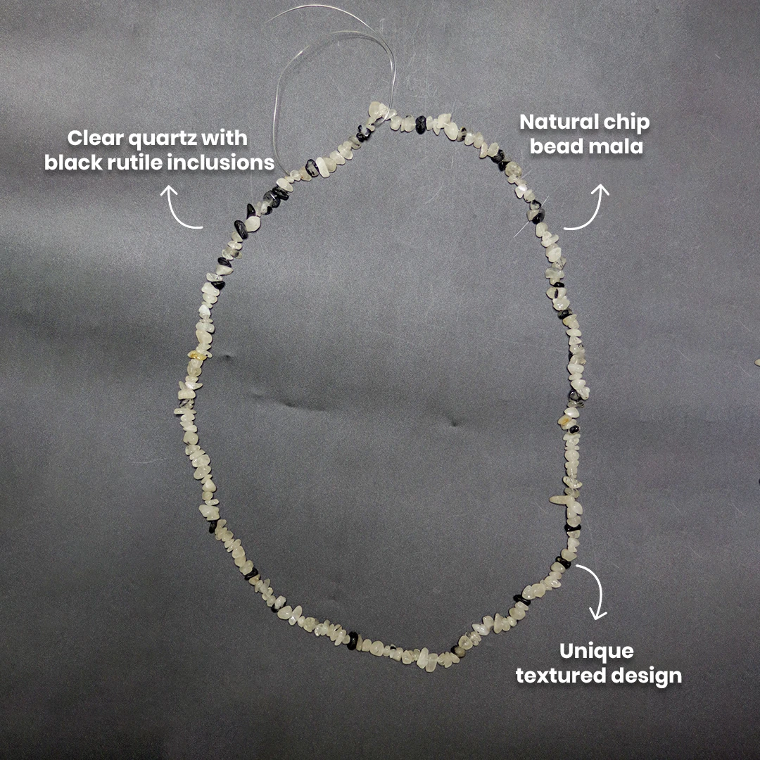 BLACK RUTILE CHIPS MALA - 3