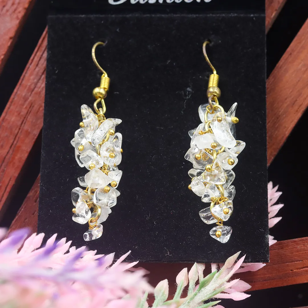 CLEAR QUARTZ EARRING - hover