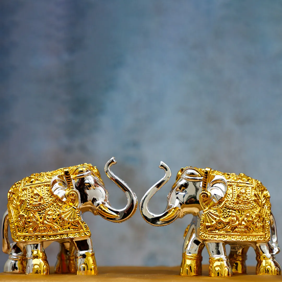 ELEPHANT GOLD SILVER STATUE