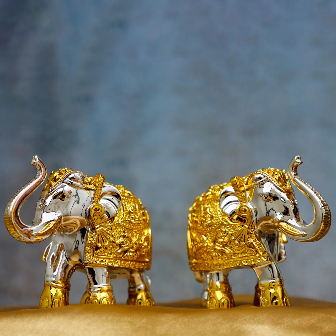 ELEPHANT GOLD SILVER STATUE - 3