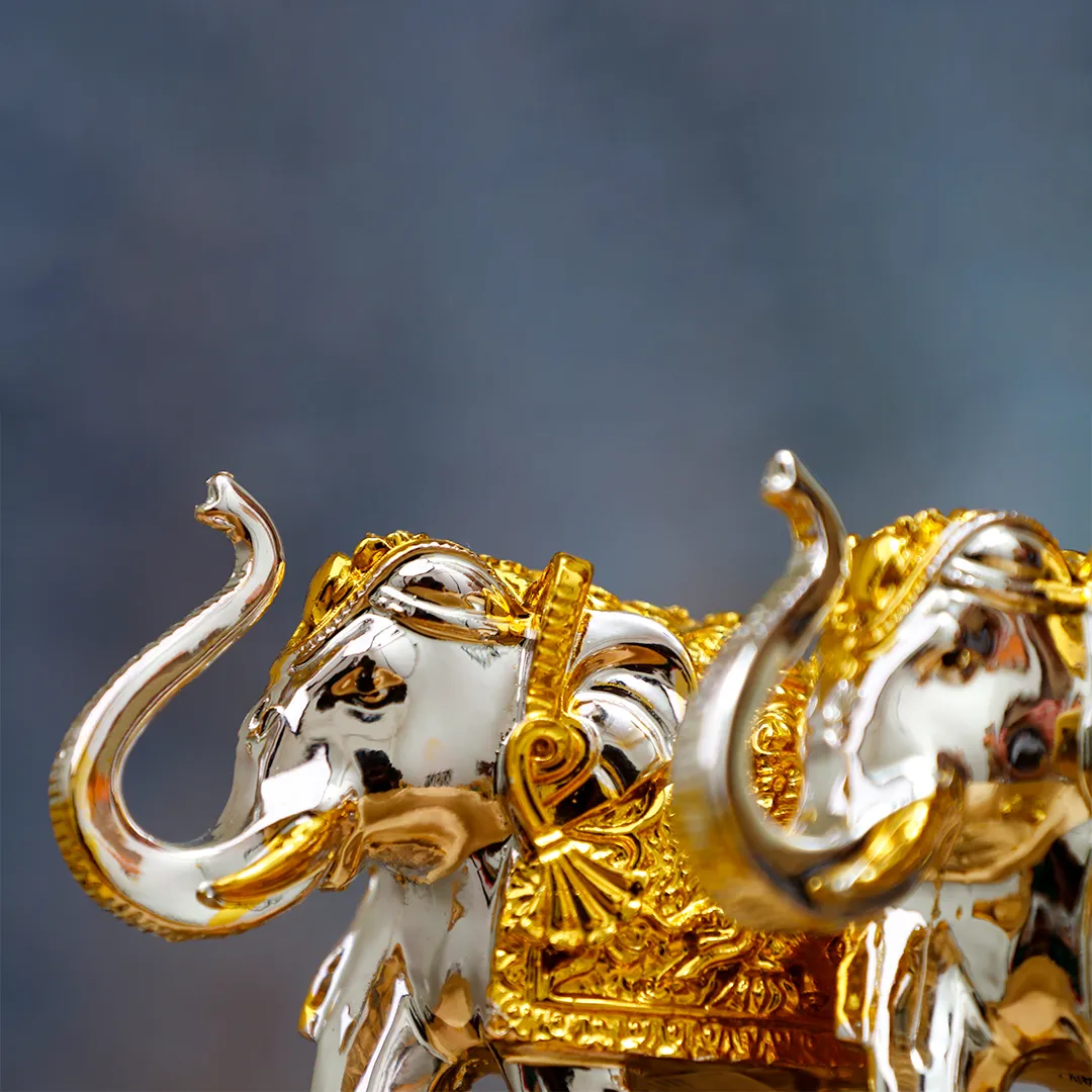 ELEPHANT GOLD SILVER STATUE - 2