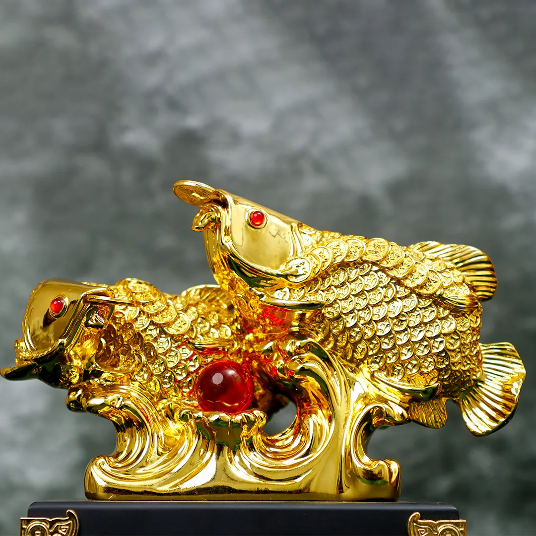 FISH GOLDEN COIN STATUE -S - 2