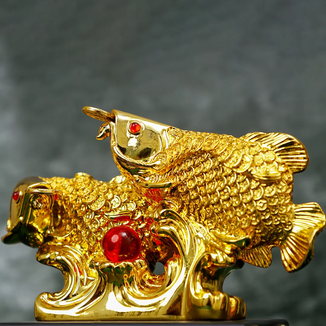 FISH GOLDEN COIN STATUE -S
