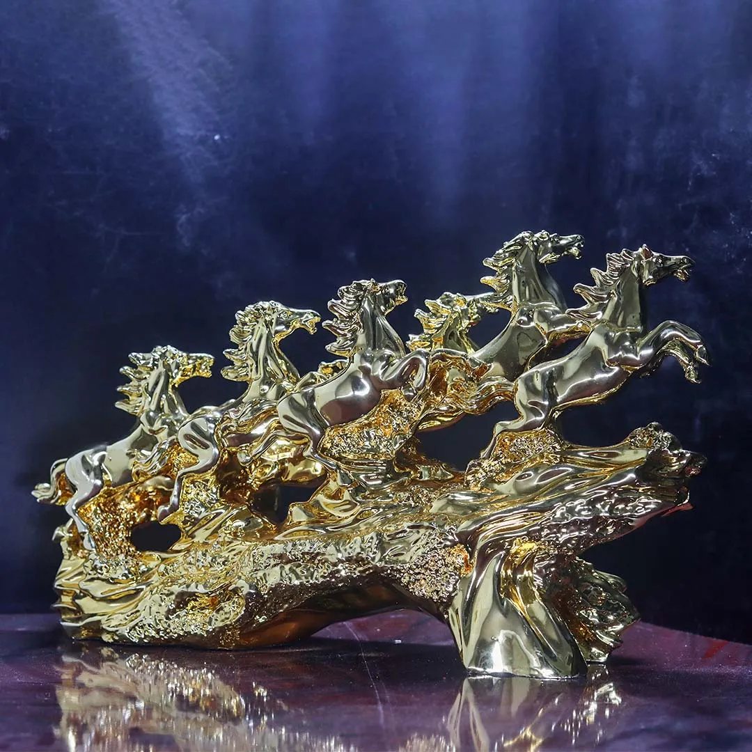 HORSE GOLDEN FAMILY STATUE - 2