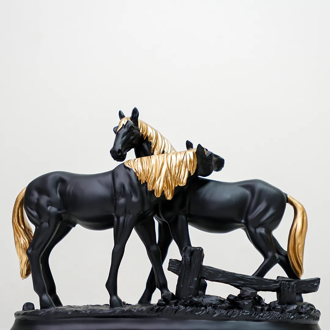 HORSE MARBLE BLACK STATUE