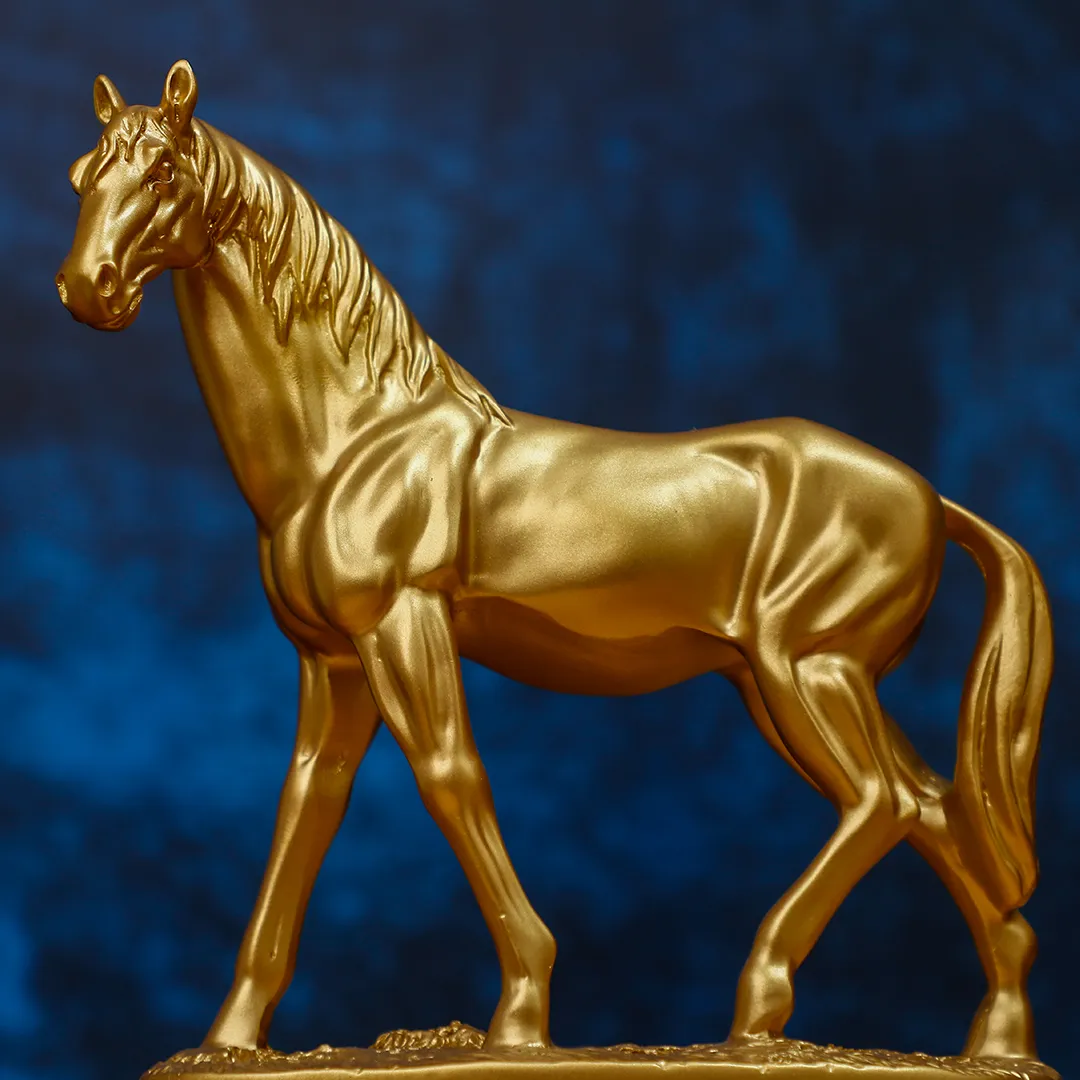 HORSE MARBLE GOLDEN STATUE