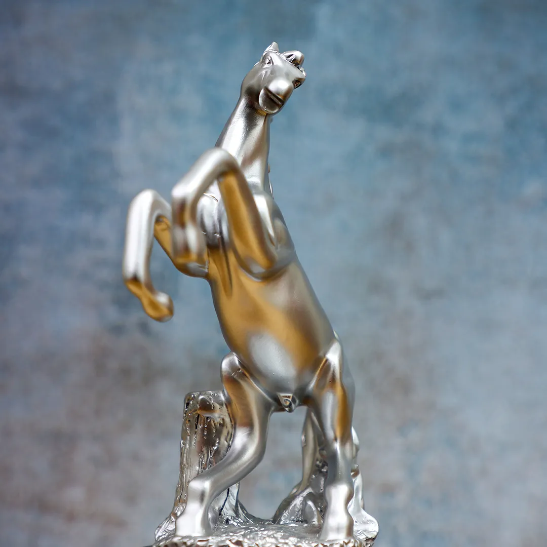 HORSE MARBLE SILVER STATUE - 3
