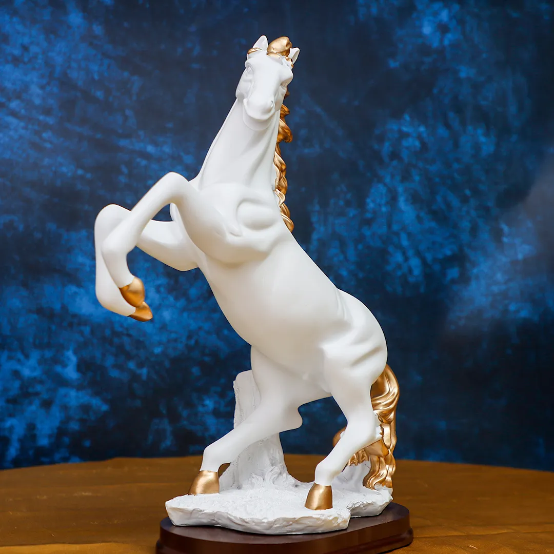 HORSE MARBLE WHITE STATUE -S