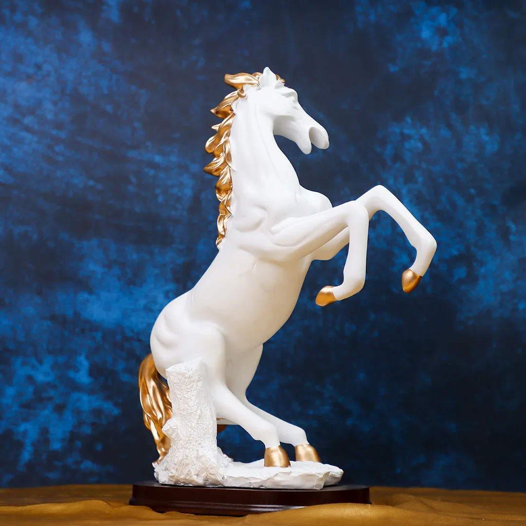 HORSE MARBLE WHITE STATUE -S - 2