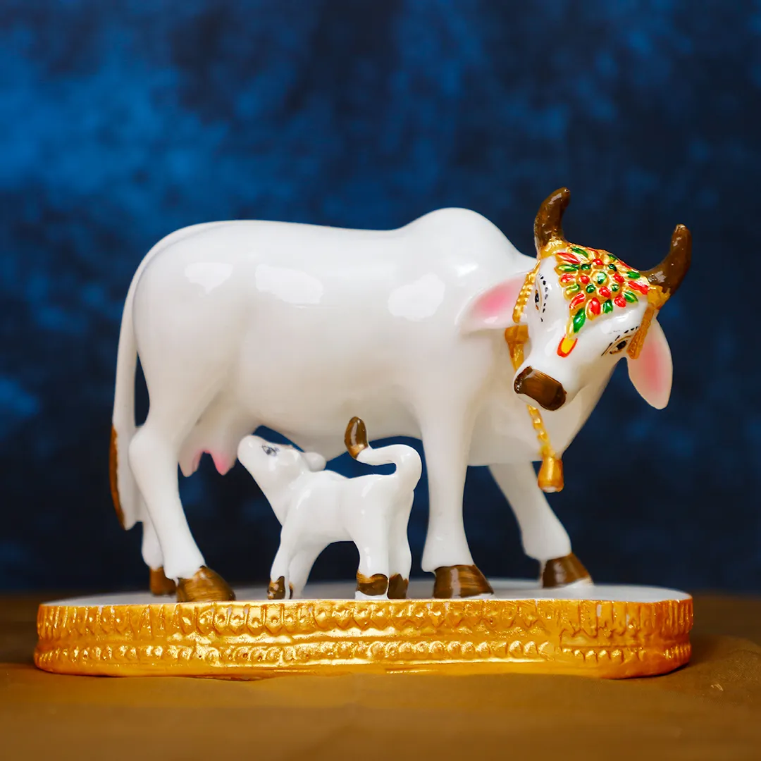KAMADHENU MARBLE STATUE -S - 2