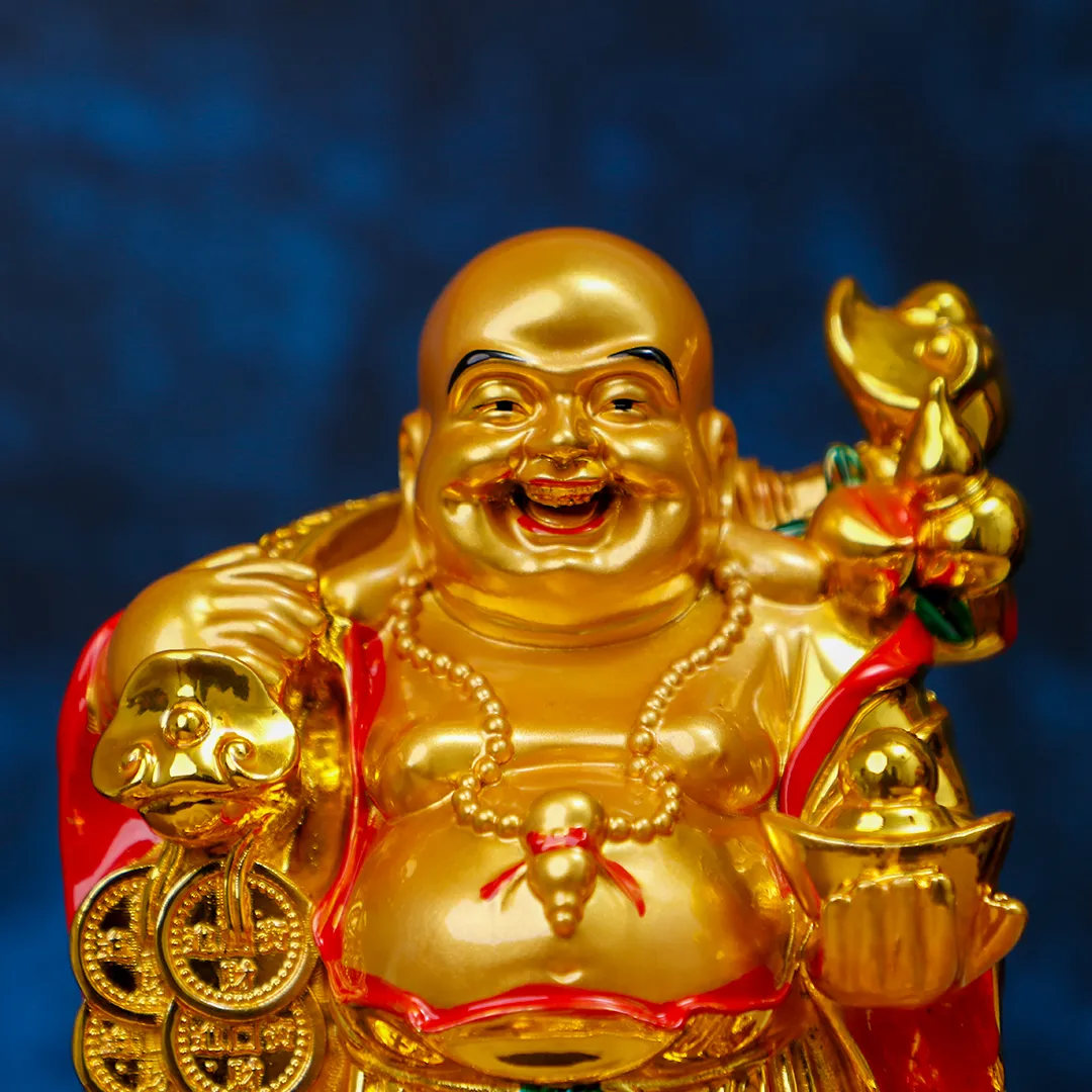 LAUGHING BUDDHA GOLDEN STATUE -S - 3
