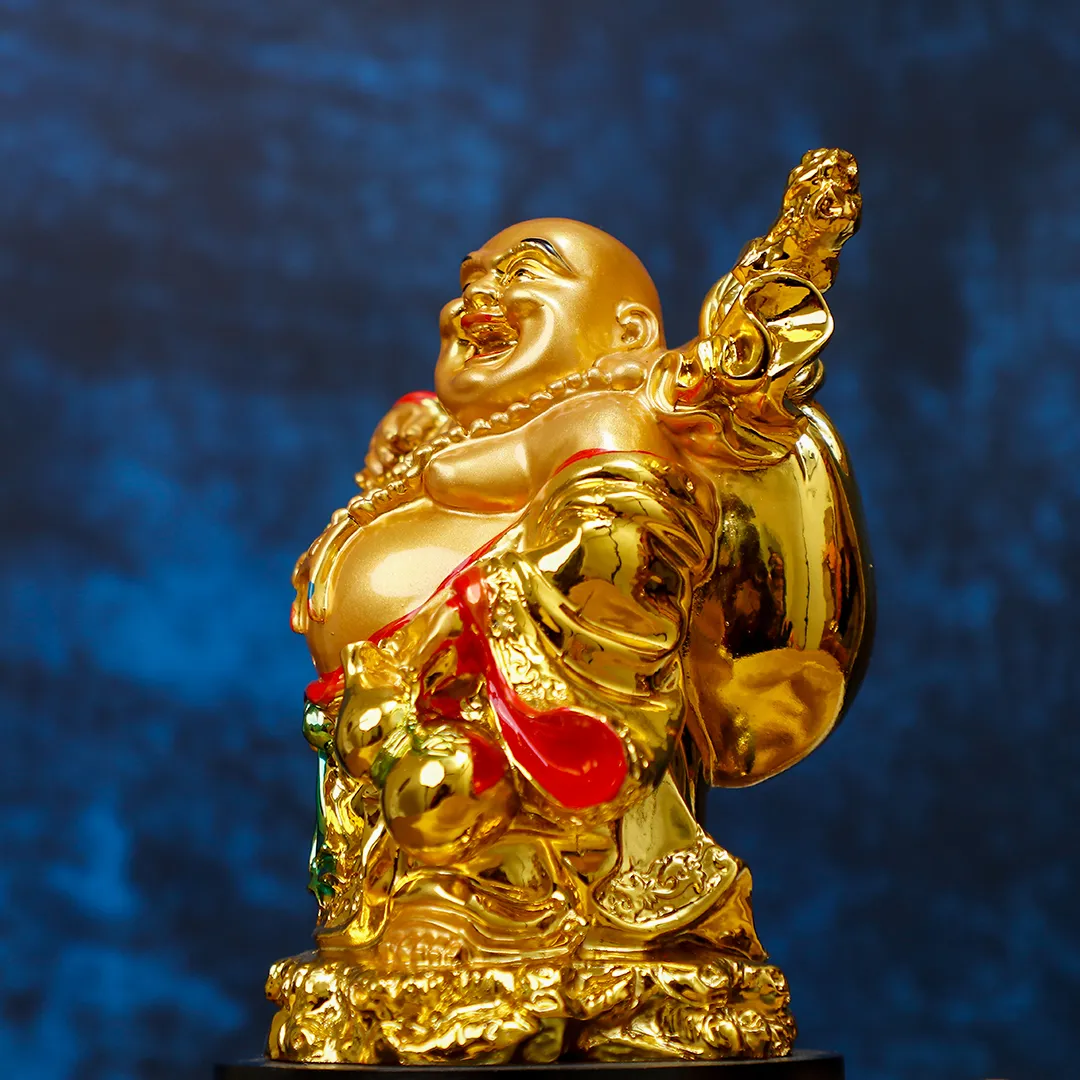 LAUGHING BUDDHA GOLDEN STATUE -M - 2