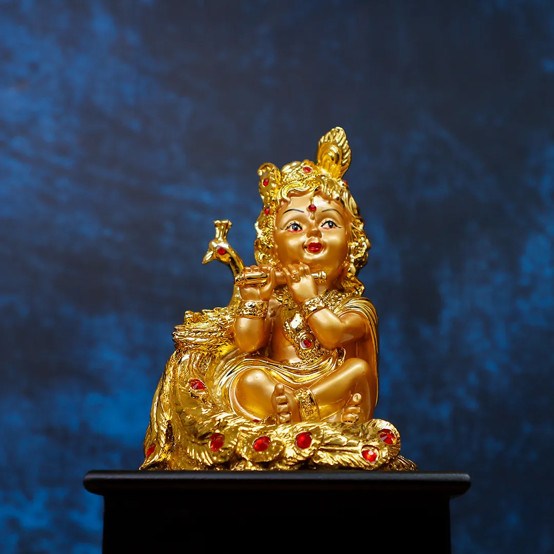 LORD KRISHNA GOLDEN STATUE -M