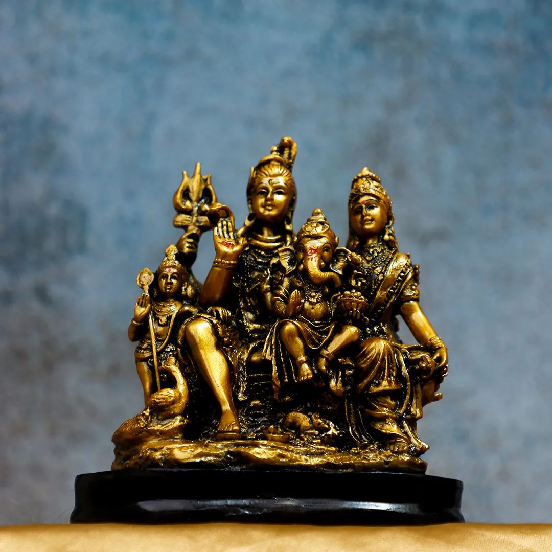 LORD SHIVAN GOLDEN FAMILY STATUE - 2