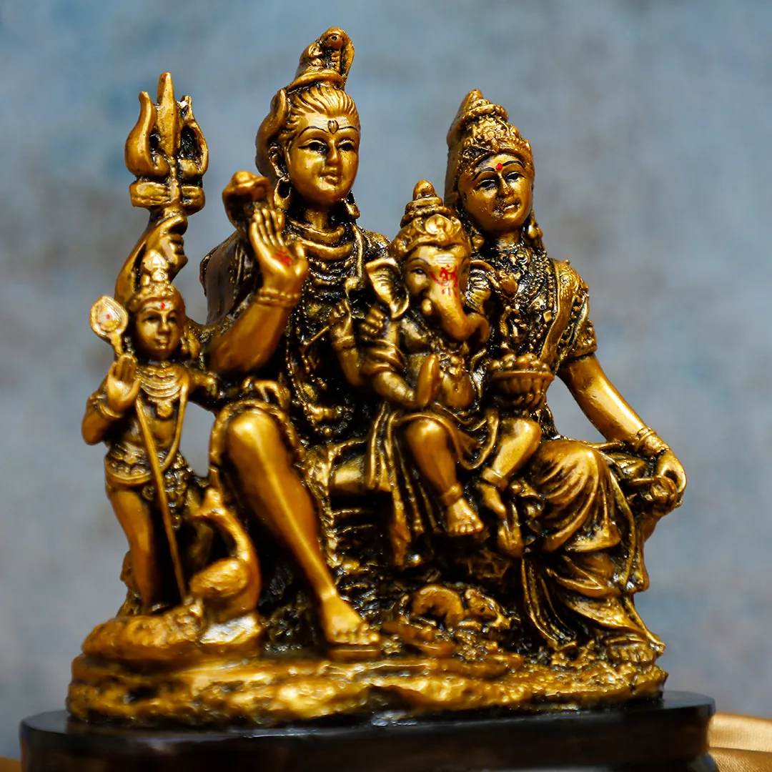 LORD SHIVAN GOLDEN FAMILY STATUE