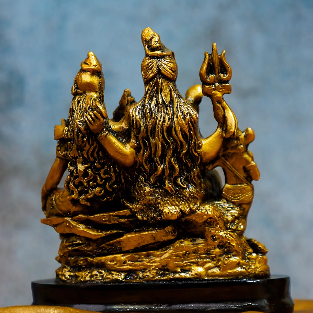 LORD SHIVAN GOLDEN FAMILY STATUE - 3