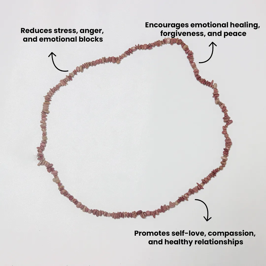 PINK RHODONITE CHIPS MALA - 3