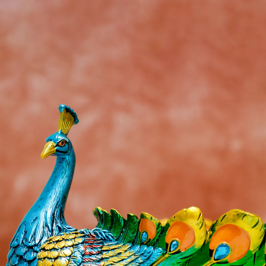 PEACOCK SHALLOW DISH STATUE - 2