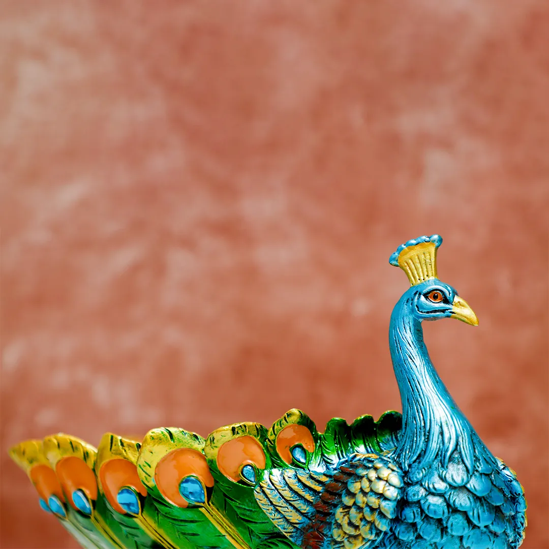 PEACOCK SHALLOW DISH STATUE - 3