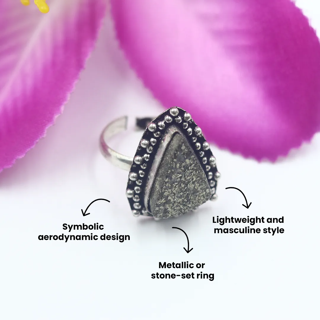 Raw Stone Pyrite Ring - 3