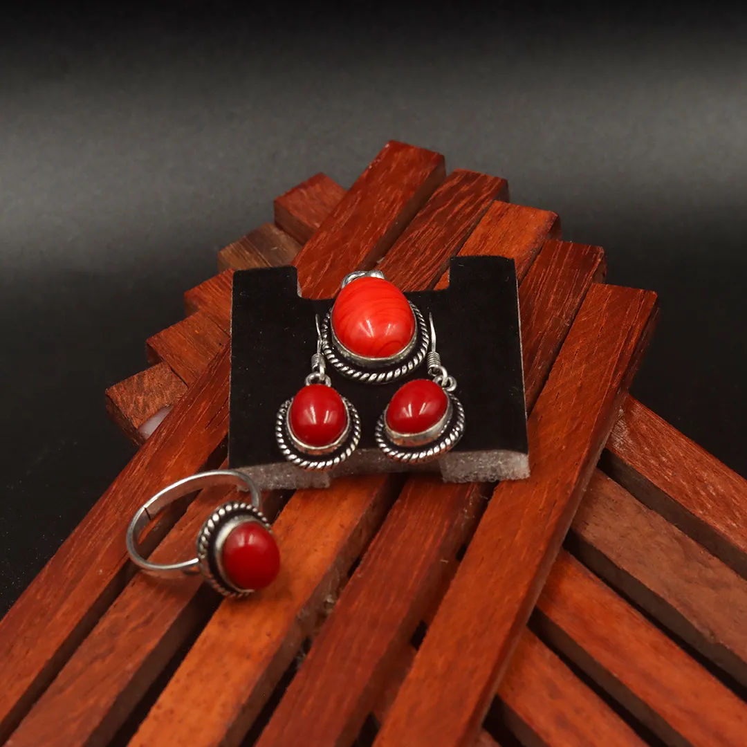 RED JASPER EARRINGS WITH PENDANT