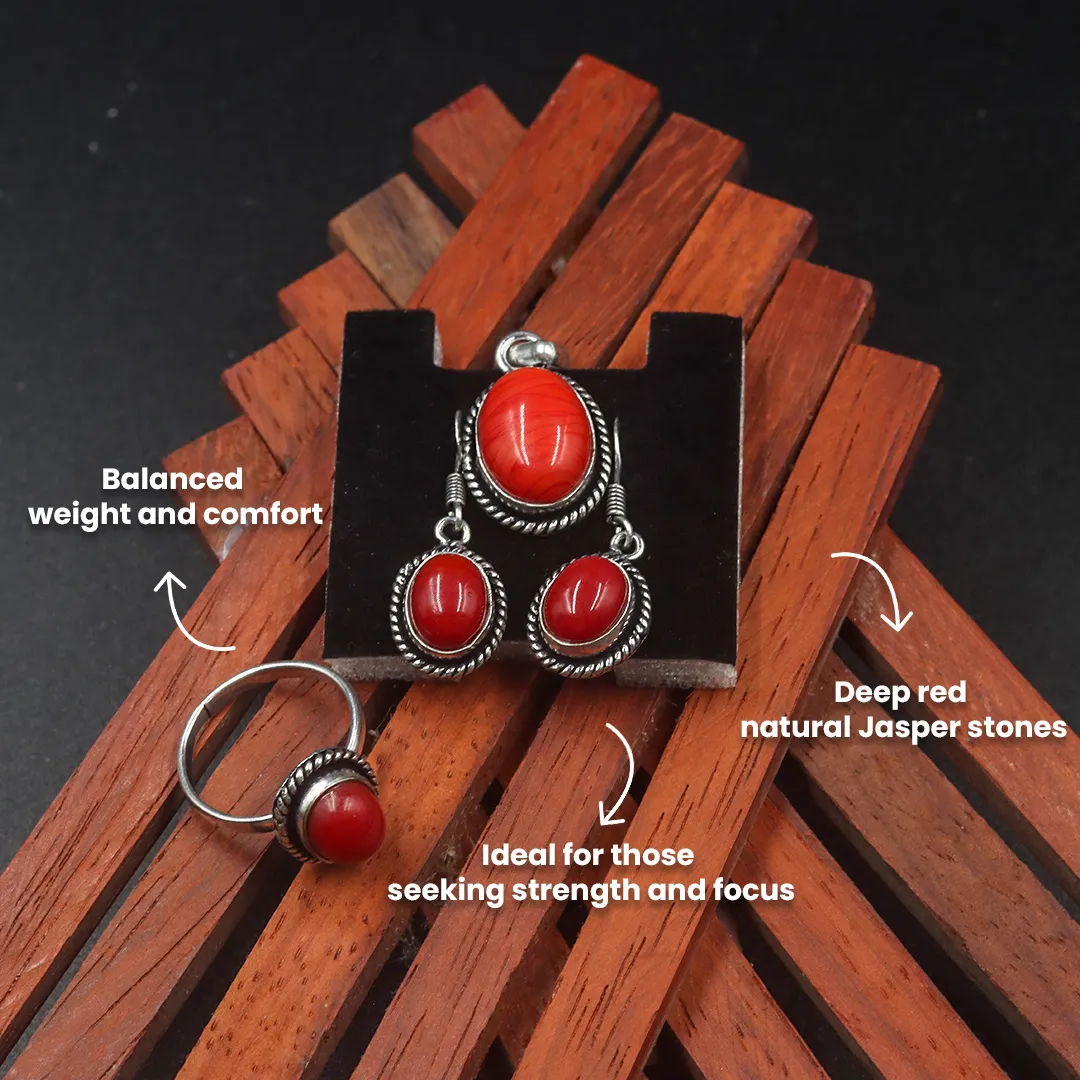RED JASPER EARRINGS WITH PENDANT - 3