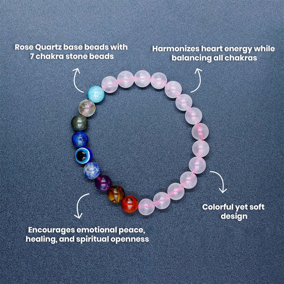 ROSE QUARTZ CHAKRA BRACELET - 3