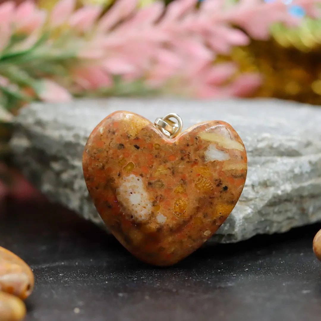 SPOTTED JASPER HEART PENDANT