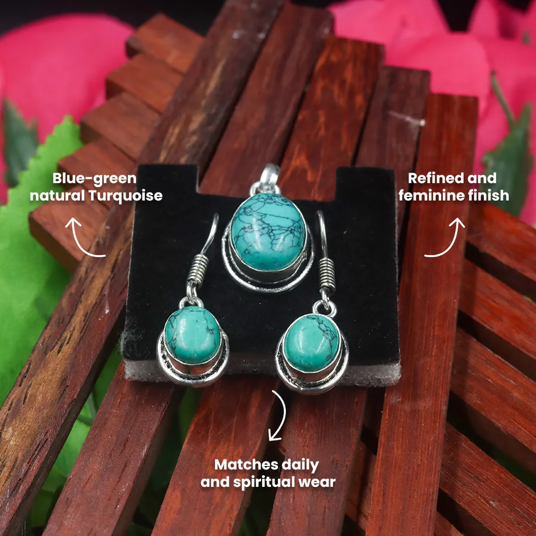TURQUOISE EARRINGS WITH PENDANT - 3