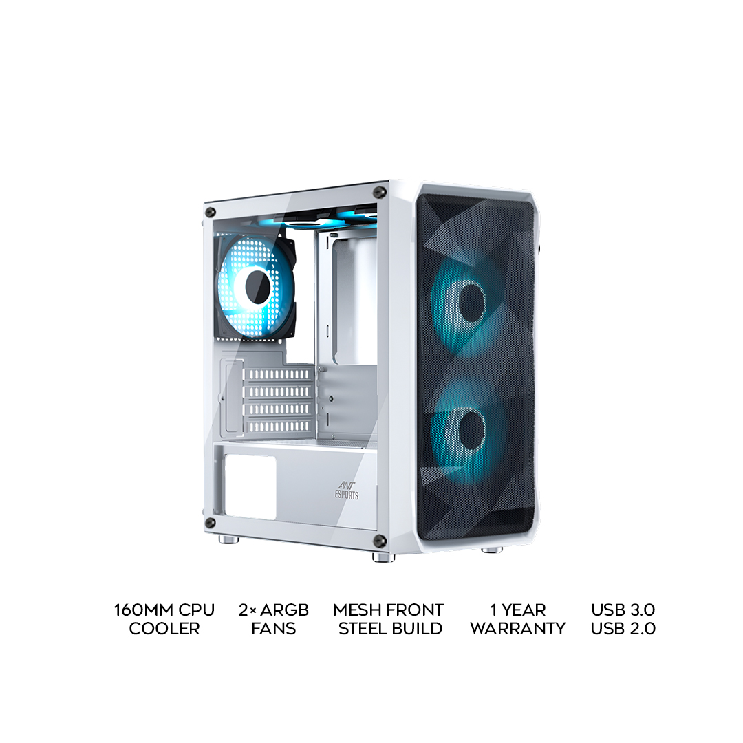 ANT ESPORTS 100 AIR MINI RGB WHITE MINIATX CABINET