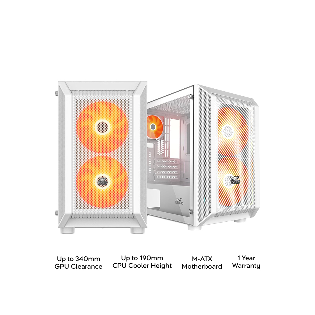 ANT ESPORTS 200 AIR MINI RGB WHITE MINIATX CABINET
